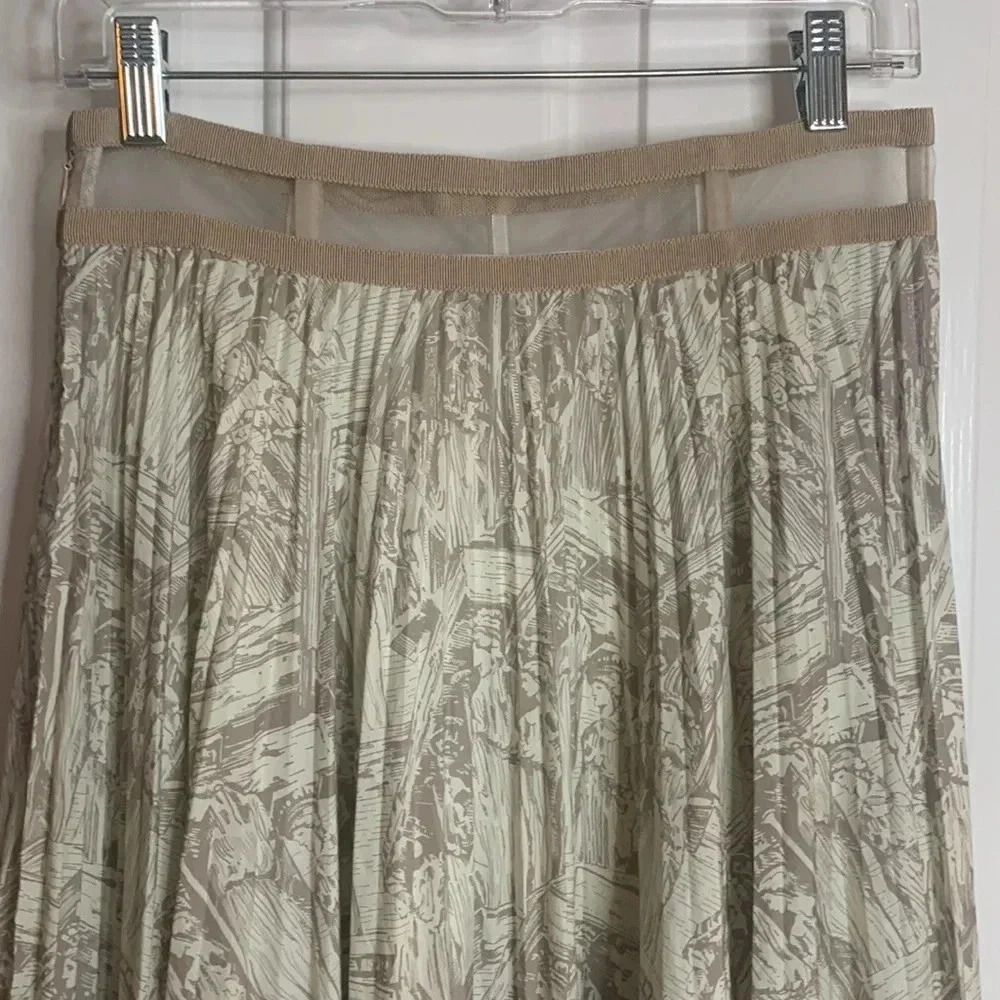 EUC CHRISTIAN DIOR womens pleated mid length skirt in bone and light lavender 8 - Picture 8 of 9